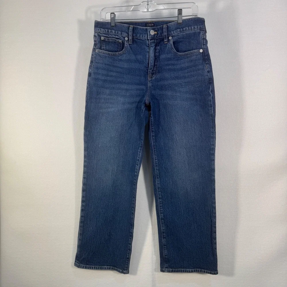 J.Crew Womens Denim Jeans - 29 P Blue Crop Straight Leg High Rise Casual Comfort